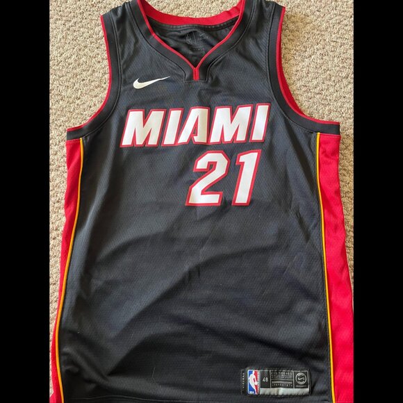 Hassan Whiteside Miami Heat Nike Swingman Black Red Jersey Large Like New 48" - Picture 1 of 4
